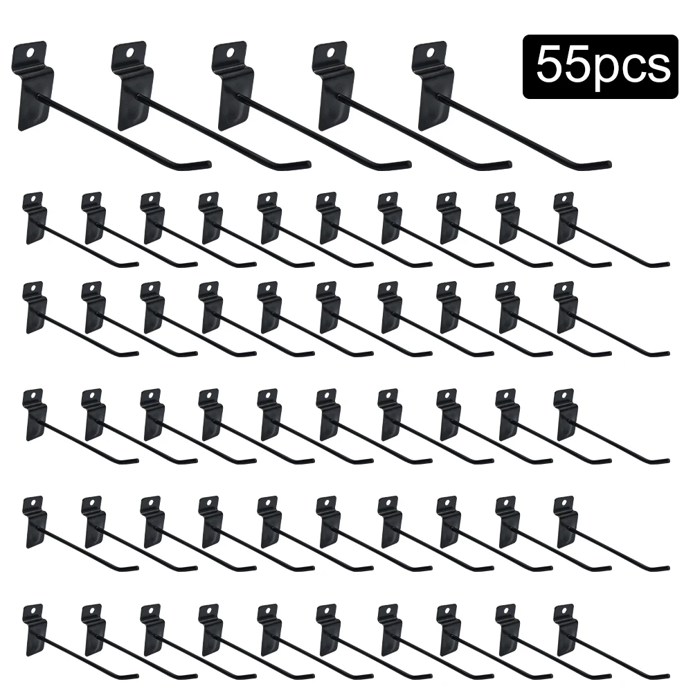 

55pcs Shelving Slatwall Hook Universal Peg Lightweight Hanging Multi Purpose Retail Display Hanger Pegboard Holder Garage Shop