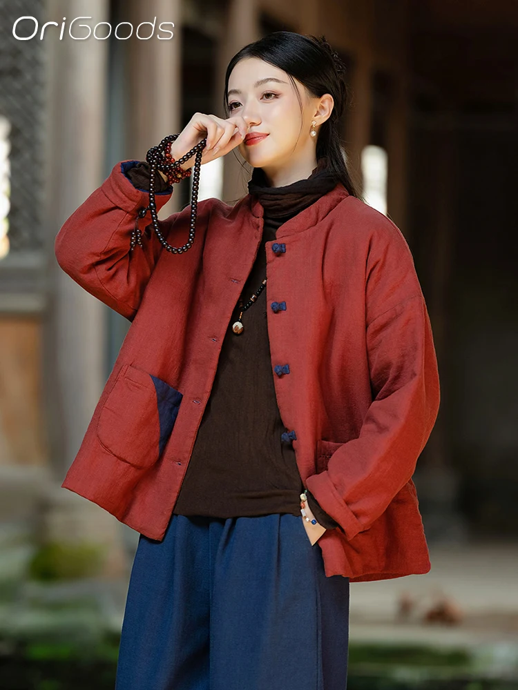 OriGoods стеганая куртка женская одежда в китайском стиле Рами хлопковые стеганые