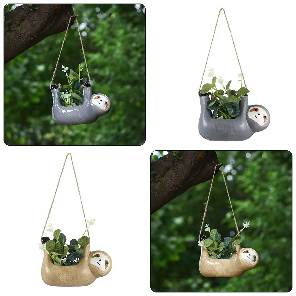 

Indoor Outdoor Decor Wall Hanging Handmade Flower Pot Sloth Hanging Plant Holder Ceramic Planters Succulent Cactus Vase