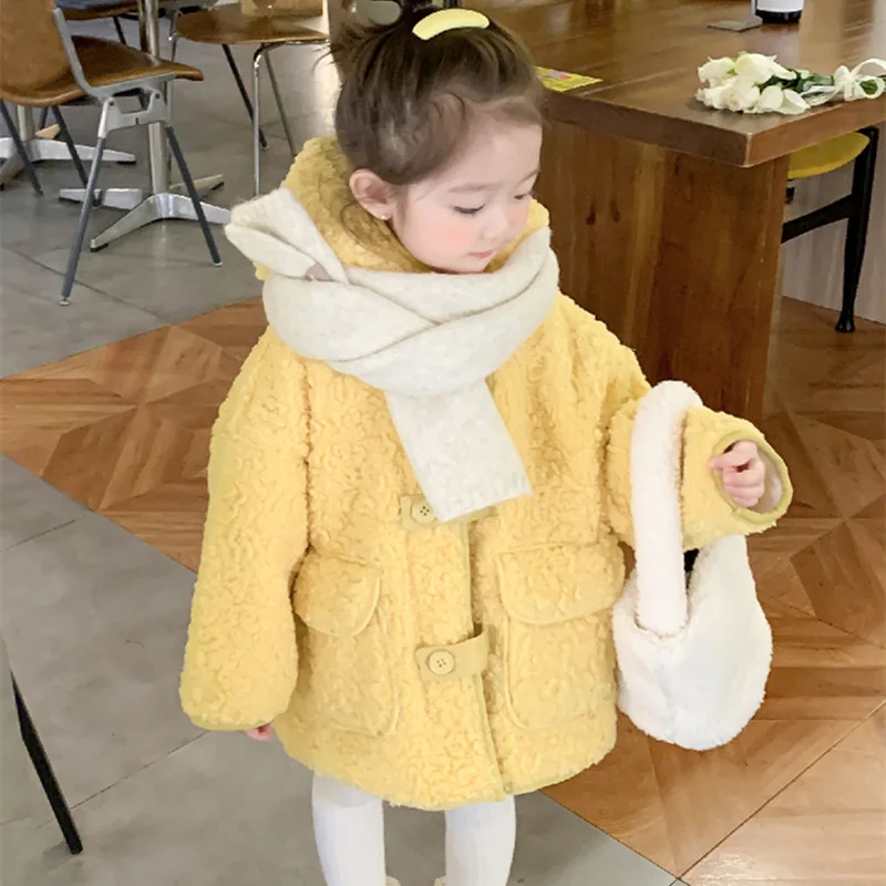 

Winter Soft Warm Clothes for Girls Hooded Mid Length Coat Winter Jacket Fashion Cute Casual Solid Versatile Sweet Korean Style
