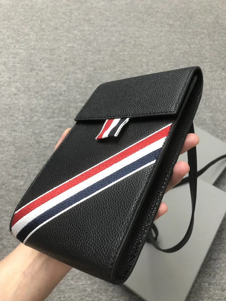 

TB THOM Men's Shoulder Bag Luxury Brand RWB Striped Design Female Crossbody Bags Retro Simple Mobile Cell Phone Pocket Bag