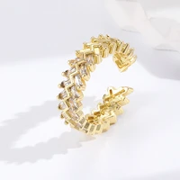 new 3 layer serrated shape open ring europe popular gold plated ring ladies fashion personality jewelry wholesale