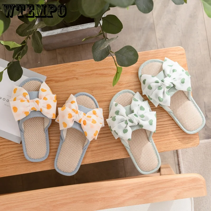 WTEMPO Lovely Butterfly Knot Slippers Women Spring Autumn Home Indoor Fashion Slides Comfy Flip Flops House Shoes Dropshipping