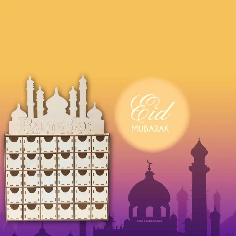 

Wooden MDF Drawer Eid Ramadan Mubarak Advent Calendar Muslim Islamic Decorations Ornament Party Supplies