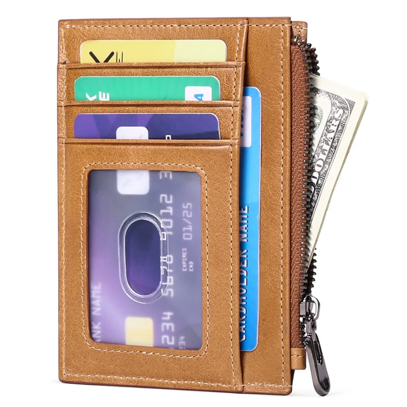 

Genuine Leather Men's Card Bag Oil Wax Cow Leather Men's Simple Card Bag Multi Card Position Wallet