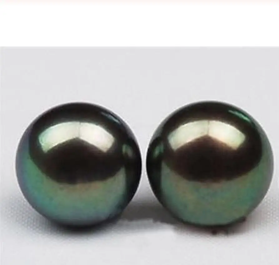 

Hot sale new Style Beautiful !! 10-11mm Tahitian Black Natural Pearl Earring AAA Grade