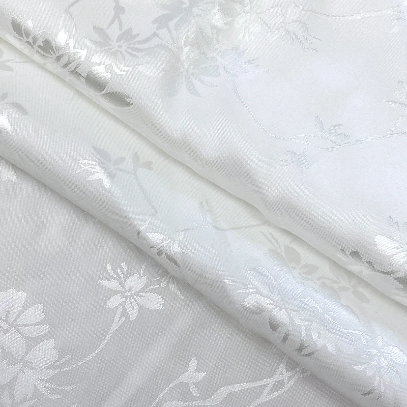 3/5/10m Silky Satin Fabric Floral Jacquard Cloth for Dress Shirt Material Black White Blue Green Pink Red by the meter - купить по