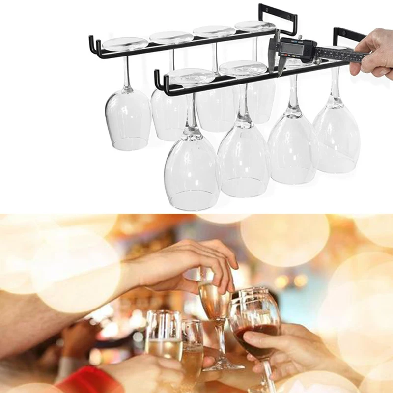 

High Quality Useful 30cm Iron Wine Rack Glass Holder Hanging Bar Hanger Shelf 1pc