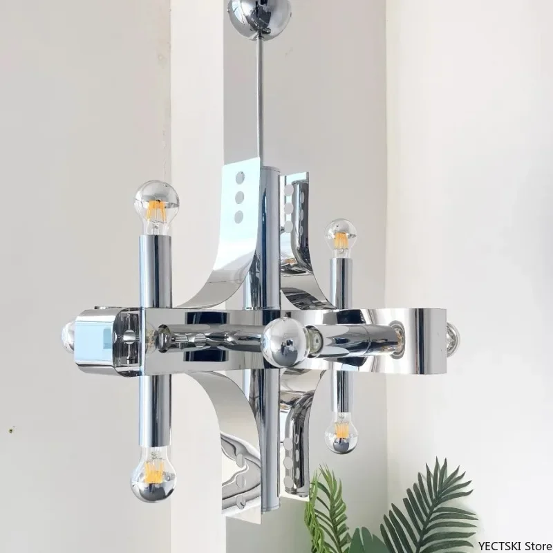 GHJUYIOL Итальянская металлическая люстра в стиле космической эпохи хромированная