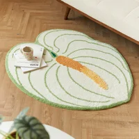 Tufted Carpet Unique Gift White Palm Mat Green Plants Peace Lilies Cozy Room Fluffy Tidy Soft Absorbent Slip-resistant Floor Rug