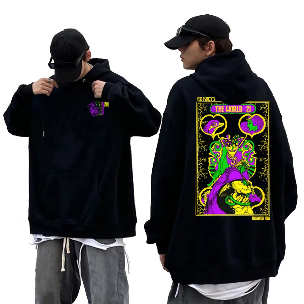 

Japanese Anime Jojo Bizarre Adventure Graphic Hoodie Unisex Manga Vintage Hoodies Men Women Casual Oversized Hooded Sweatshirt