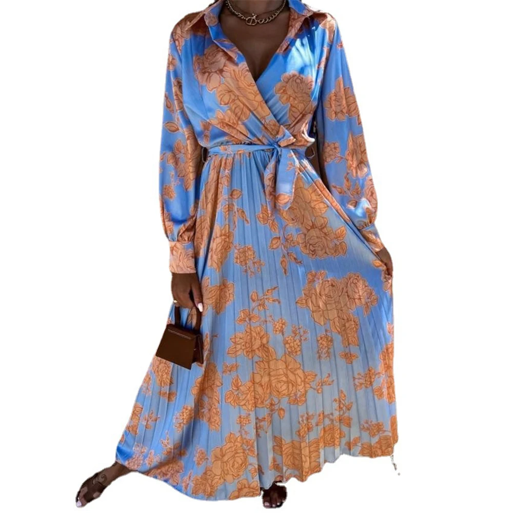 

Женское длинное платье с цветочным принтом, большие размеры