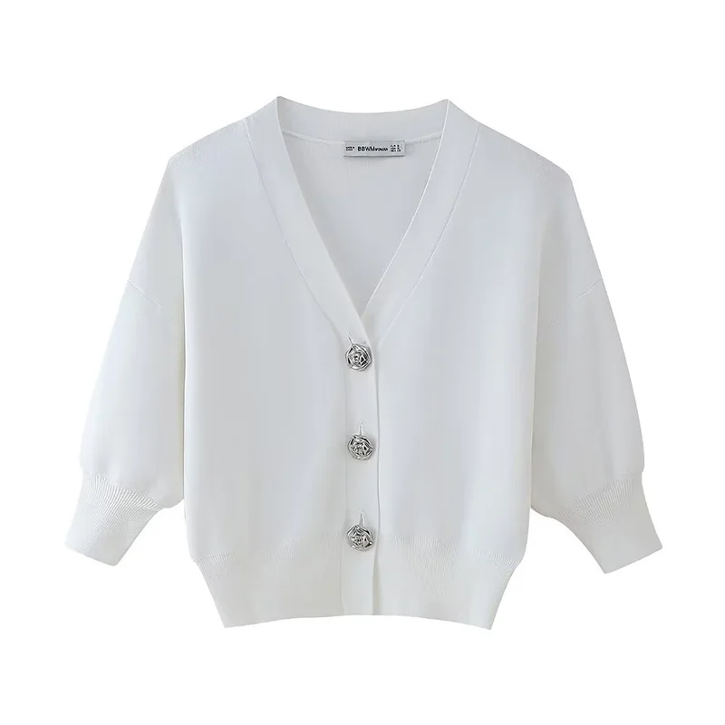 Женский модный вязаный жилет с цветочным принтом Koekop на пуговицах v-образным