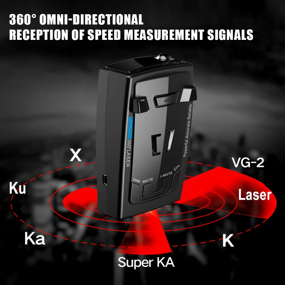 RAD2000 Car Radar Detector 12V Speed Radar Detector English Russian Speed Alarm Alert Warning K X Ka Band Car Antiradar Detector