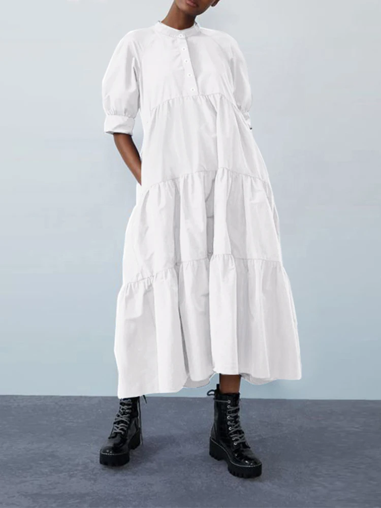 

Женское винтажное платье с рукавом-фонариком, повседневный пляжный Сарафан до середины икры в богемном стиле, в Корейском стиле, лето 2022