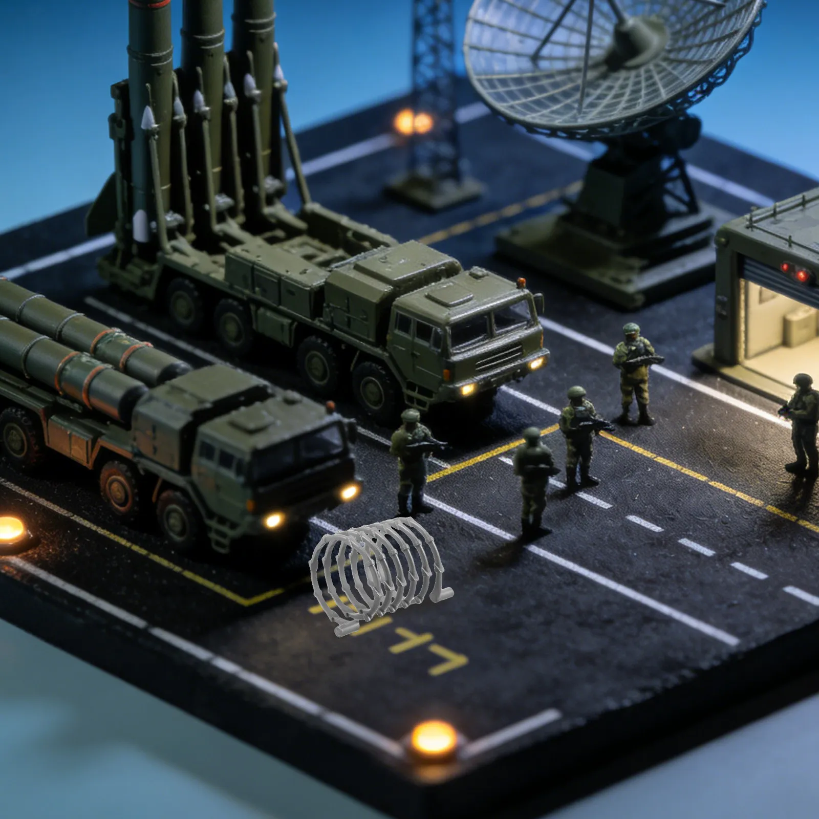 Фото 30 шт. Миниатюрные пружинные проволочные заграждения для военных сцен, пластиковая колючая проволока, аксессуары для баррикад, проволока-гармошка для игровых полей №2