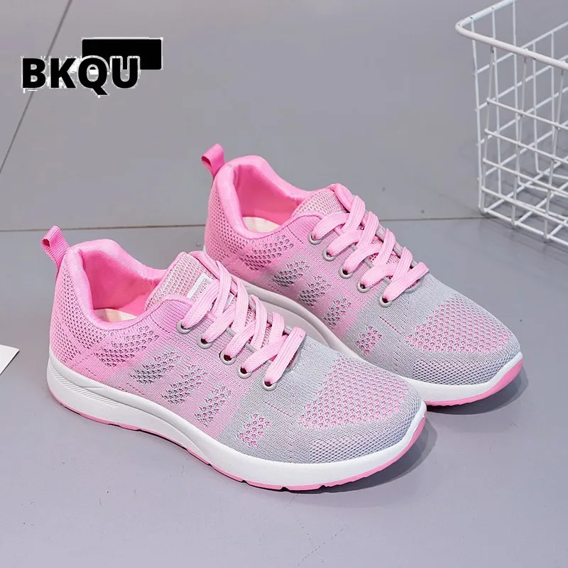 

Кроссовки BKQU женские, повседневная спортивная обувь на плоской подошве, сетчатые легкие дышащие, Вулканизированная подошва, лето 2022
