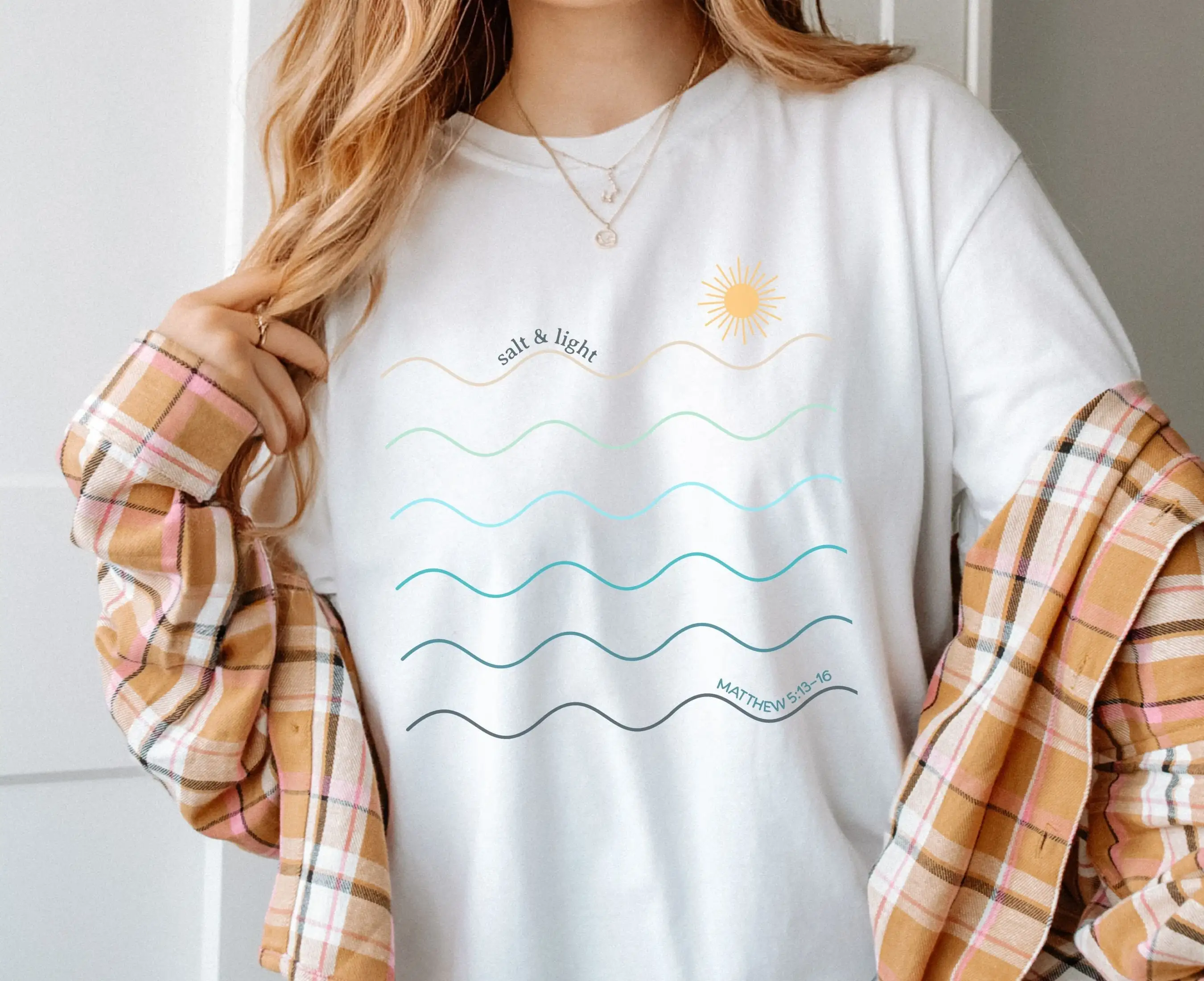 Соль и свет в стиле бохо христианские комфортные цвета рубашка с круглым вырезом