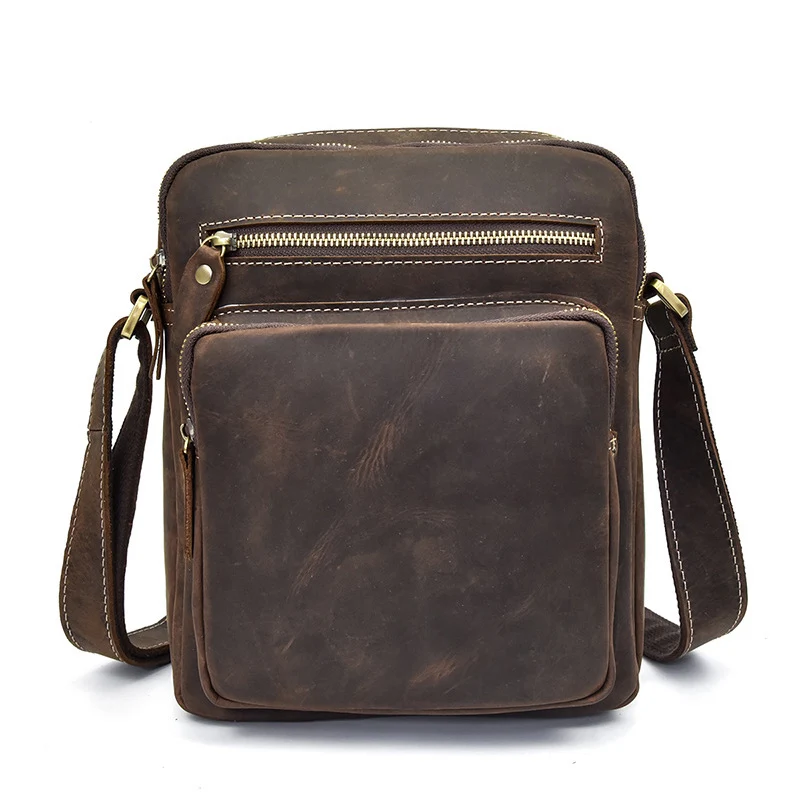 Men's Designer Bag Messenger Bag Men Crazy Horse Leather Shoulder Bags Genuine Leather Crossbody Bags Casual Outdoor Men's Bag