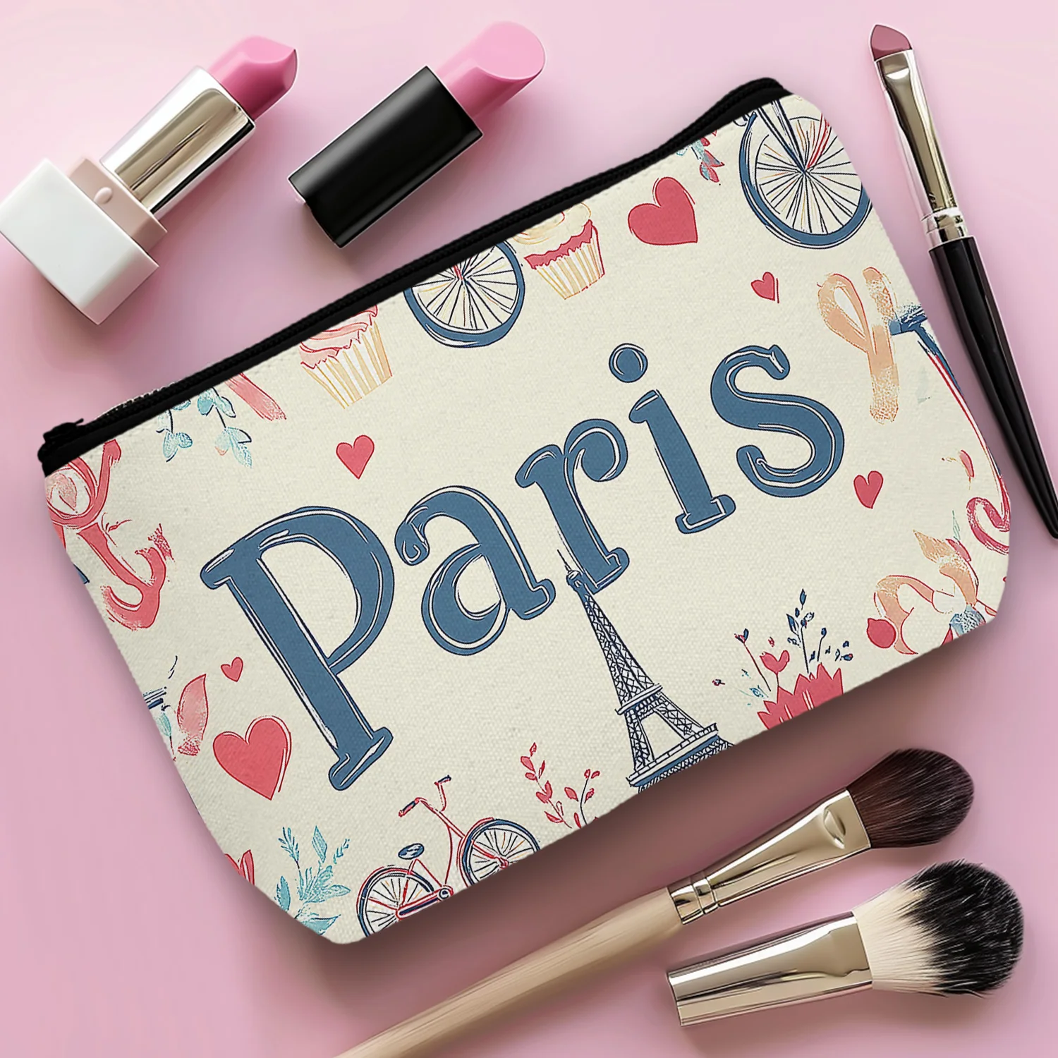 1 шт. женские косметички романтический Париж Эйфелева башня кленовый лист