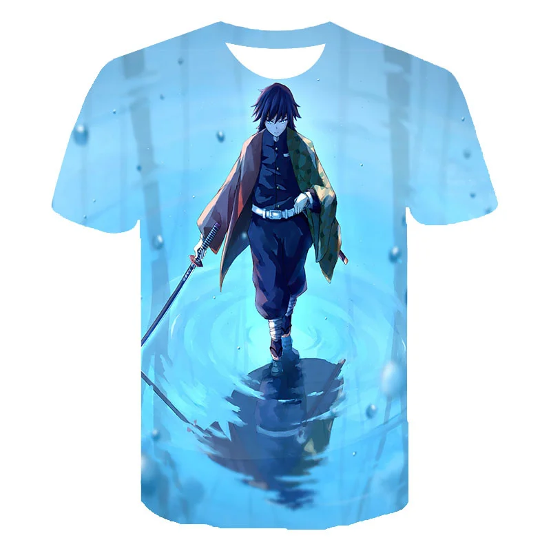 

2022 Summer Children Boys Clothes Short-sleeved Girls Demon Slayer Top T-shirt Kids Youth Shirt Anime 3D Print T-shirt 4-14T