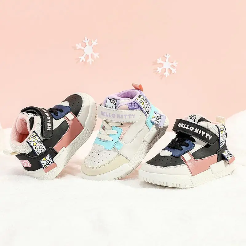 

Sanrio Kawaii Hello Kitty детские высокие спортивные ботинки милые Мультяшные мягкие бархатные сохраняющие тепло осенние зимние спортивные кроссовки подарок
