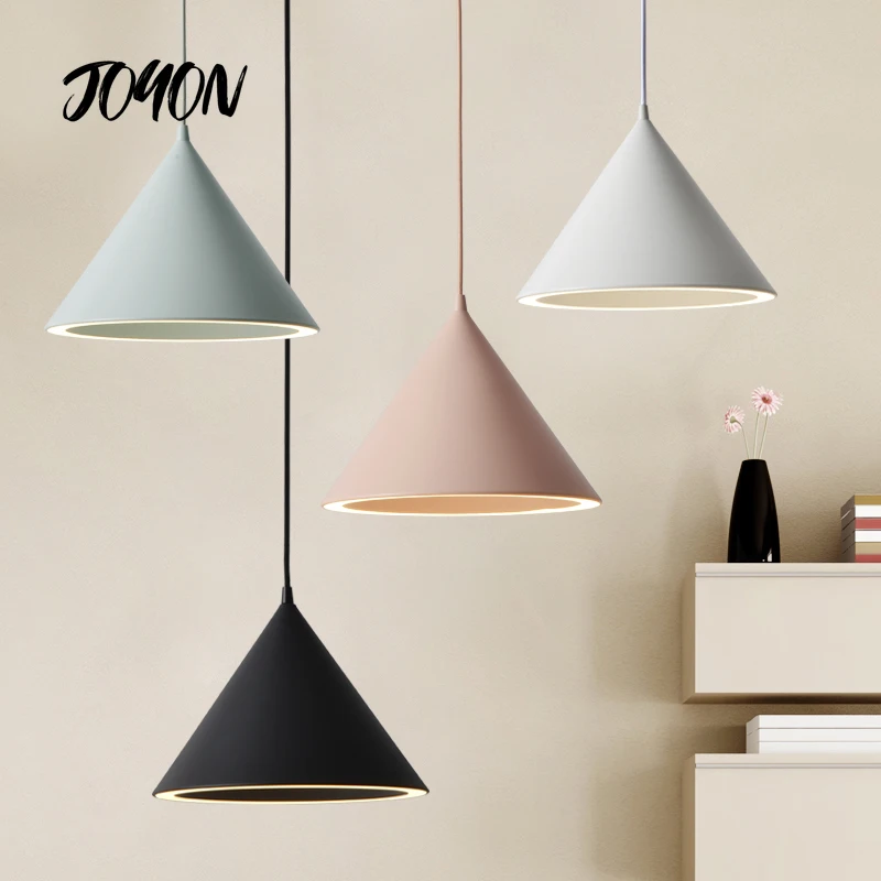 

Modern Led Pendant Light With Aluminum Lampshade For Dining Room Cafe Bar Restaurant Nordic Cone Hanging Lamp E27 Fixture