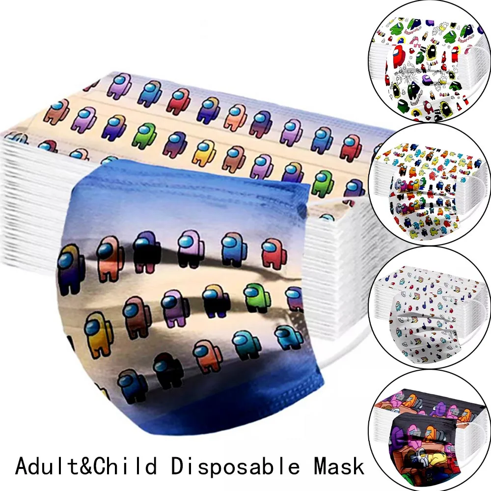 

Одноразовые маски для рта с мультяшным рисунком 10-50-100 шт., защитная детская трехслойная Нетканая ткань, детская маска для мальчиков