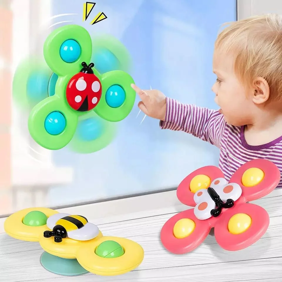 1 pcs Baby Cartoon Fidget Spinner Toys Colorful Insects Gyro Educational Toys For Kids Fingertip Rattle Bath Toys For Boys Girls