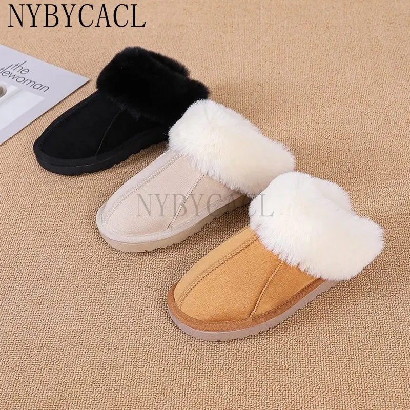 Fashion Plush warm Home flat slippers Lightweight soft comfortable winter slippers Women's cotton shoes Indoor plush slippers 40