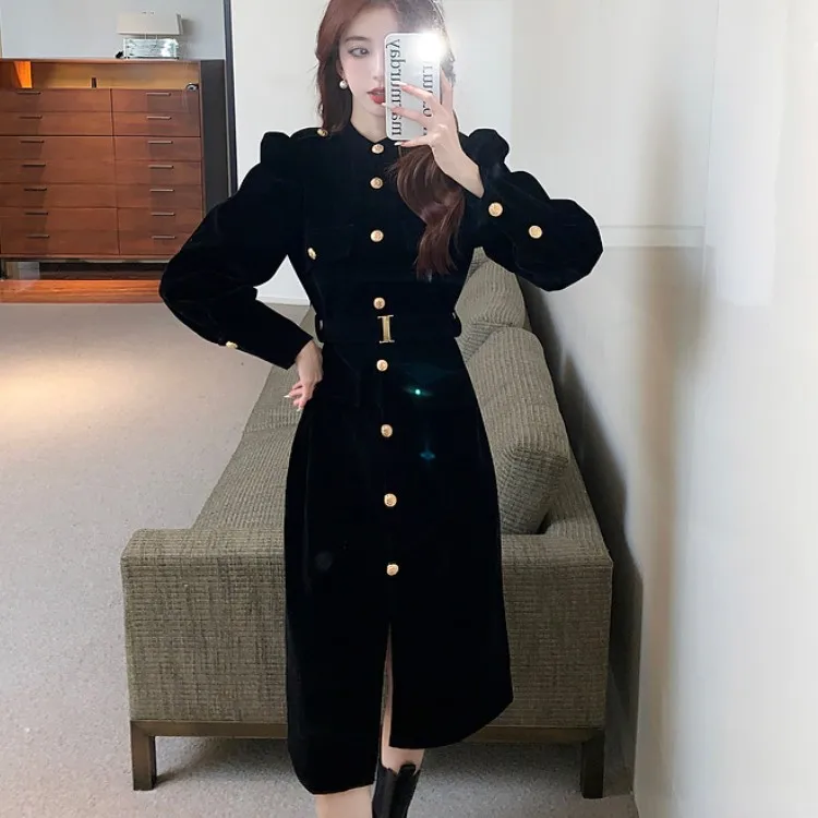 

Элегантное Черное вечерние хатное вечернее платье, женские винтажные облегающие праздничные платья, женское осенне-зимнее однобортное пла...