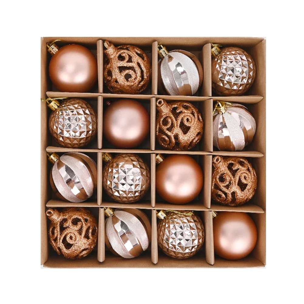 6 см 16 шт. декоративные блестящие шарики в виде окон розовое золото 2024 пробы на