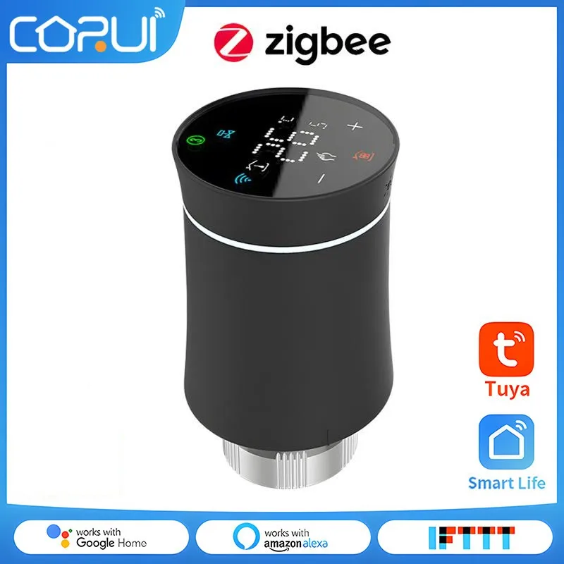 

CORUI Tuya ZigBee3.0 Smart Thermostat Radiator Actuator Programmable TRV Temperature Valve Controller Voice Control Alexa Google