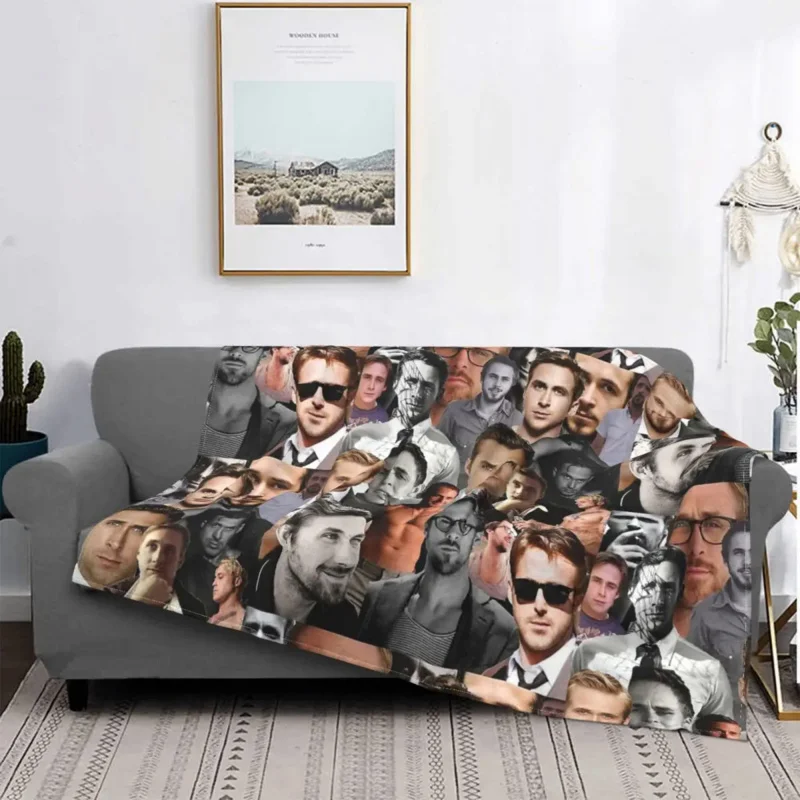 

Ryan Gosling Collage Blanket Flannel Soft Throw Blanket for Bedding Couch Bedspread