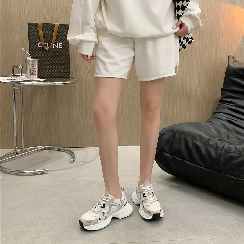 New Fashion Women Sneakers Flats Platforms Casual Shoes Woman Thick Bottom Real Leather Round Toe Ladies Sneakers