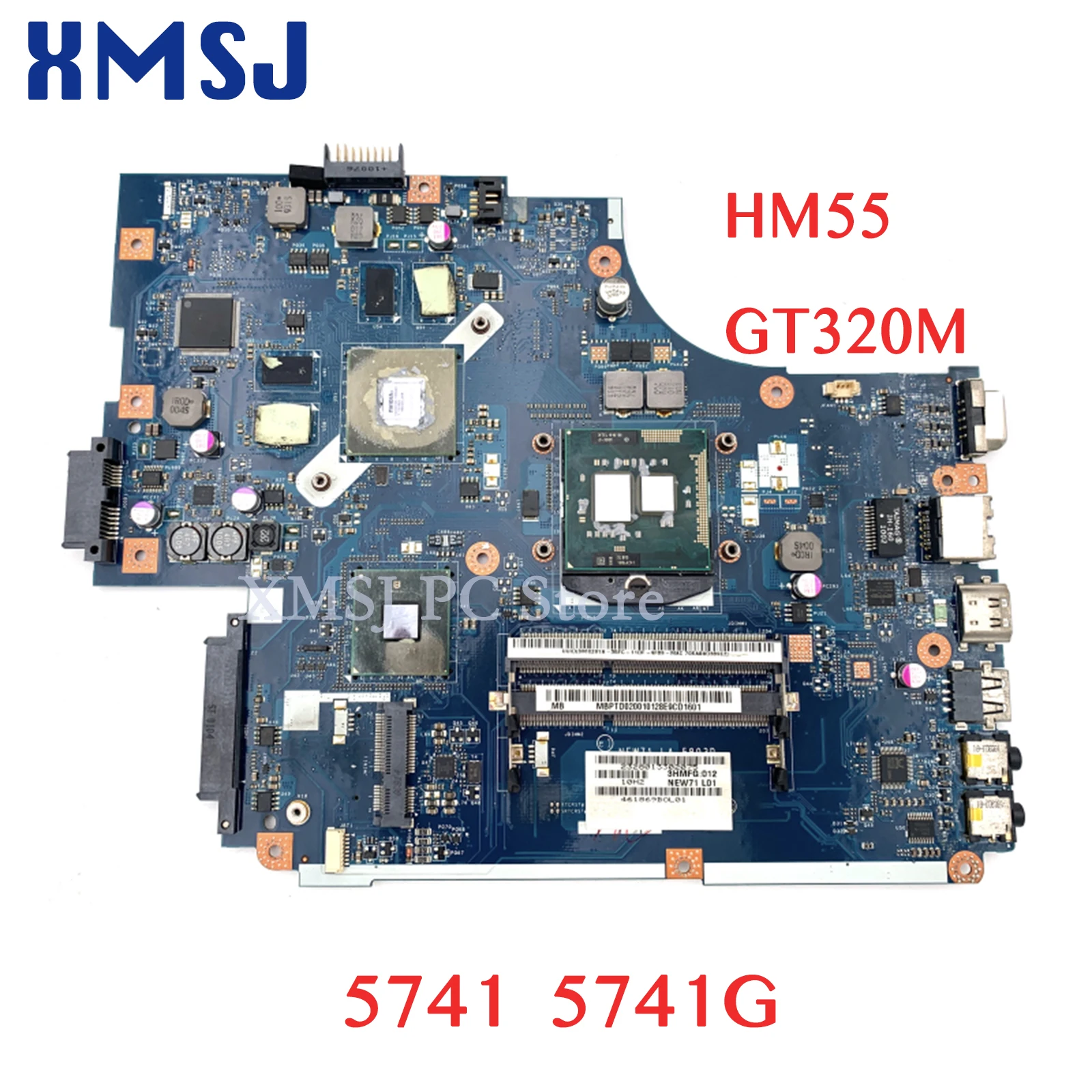 

XMSJ For ACER 5741 5741G Laptop Motherboard MBPTD02001 NEW71 LA-5893P HM55 GT320M 1GB DDR3 Free CPU Main Board Full Test