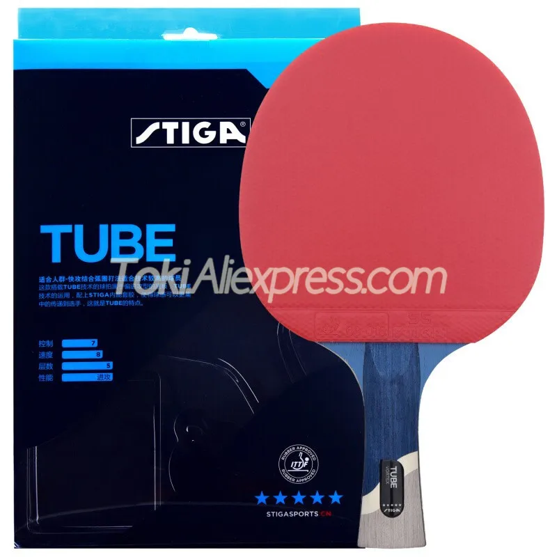 (Ship in Original Box) STIGA TUBE 5-Star Table Tennis Racket with Rubber Stiga 5 Star TUBE Ping Pong Bat Gift Set