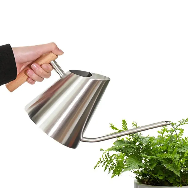 

Flower Watering Can Stainless Steel Garden Watering Can 900ML Garden Watering Tool Long Design Wooden Handle Decorative Watering