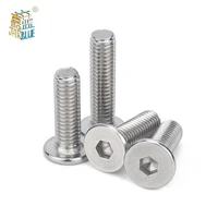 100pcslot 304 stainless steel large flat hex hexagon socket head allen screw furniture screw connector joint bolt m3 m4 m5 m6