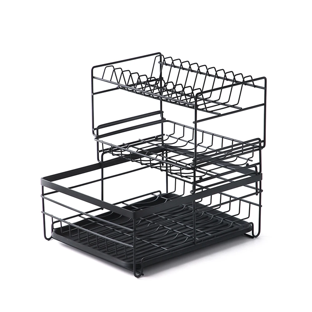 

3 Tier Dish Drying Rack with Removable Drain Board Storage Rack for Dish Drainer Utensil Holder for Kitchen Countertop Organizer