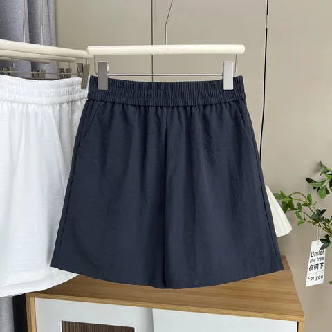 2025 летние женские шорты больших размеров, новые простые повседневные широкие шорты с эластичной резинкой на талии, 100 кг, 8618