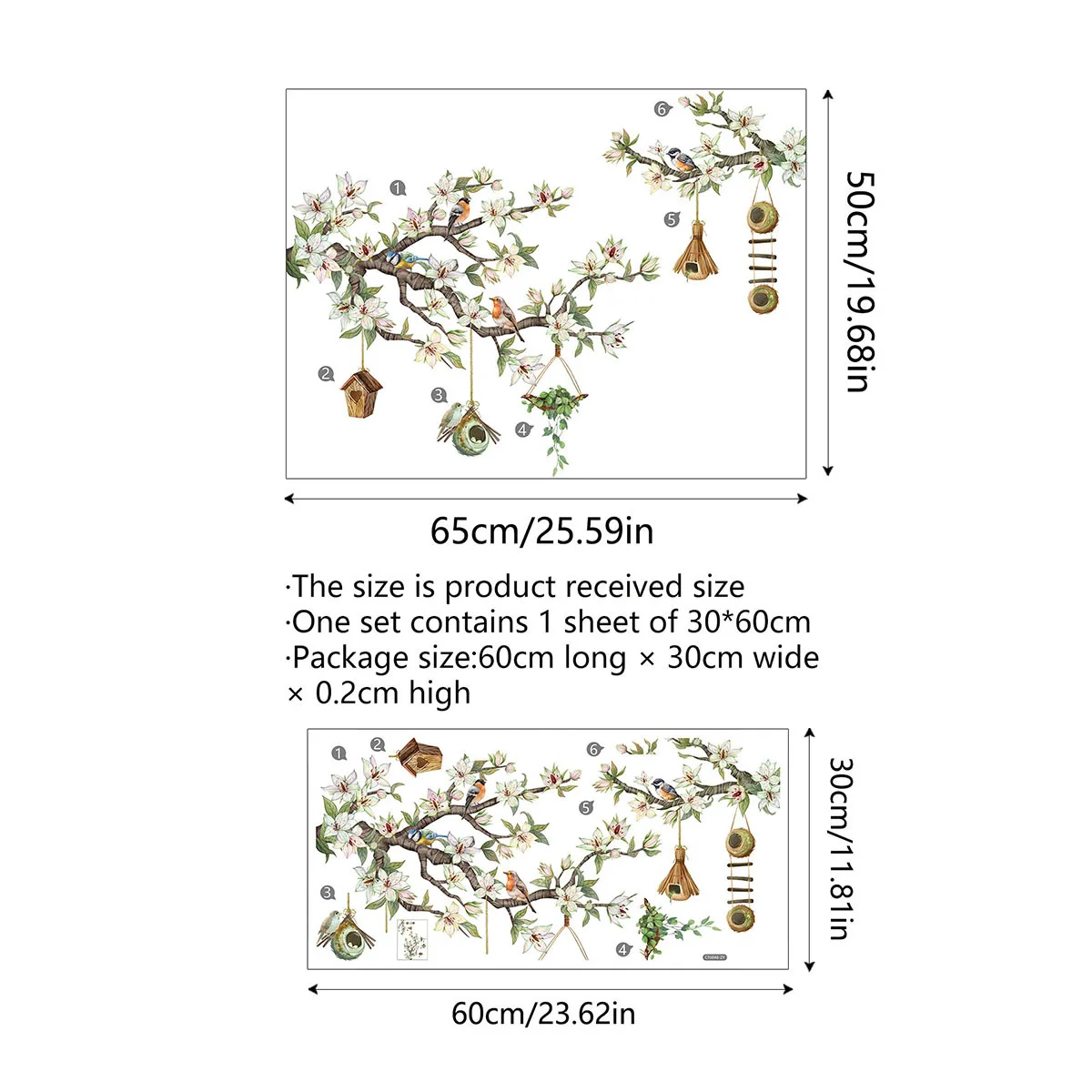 

Настенная наклейка "Птицы на цветочной ветке"