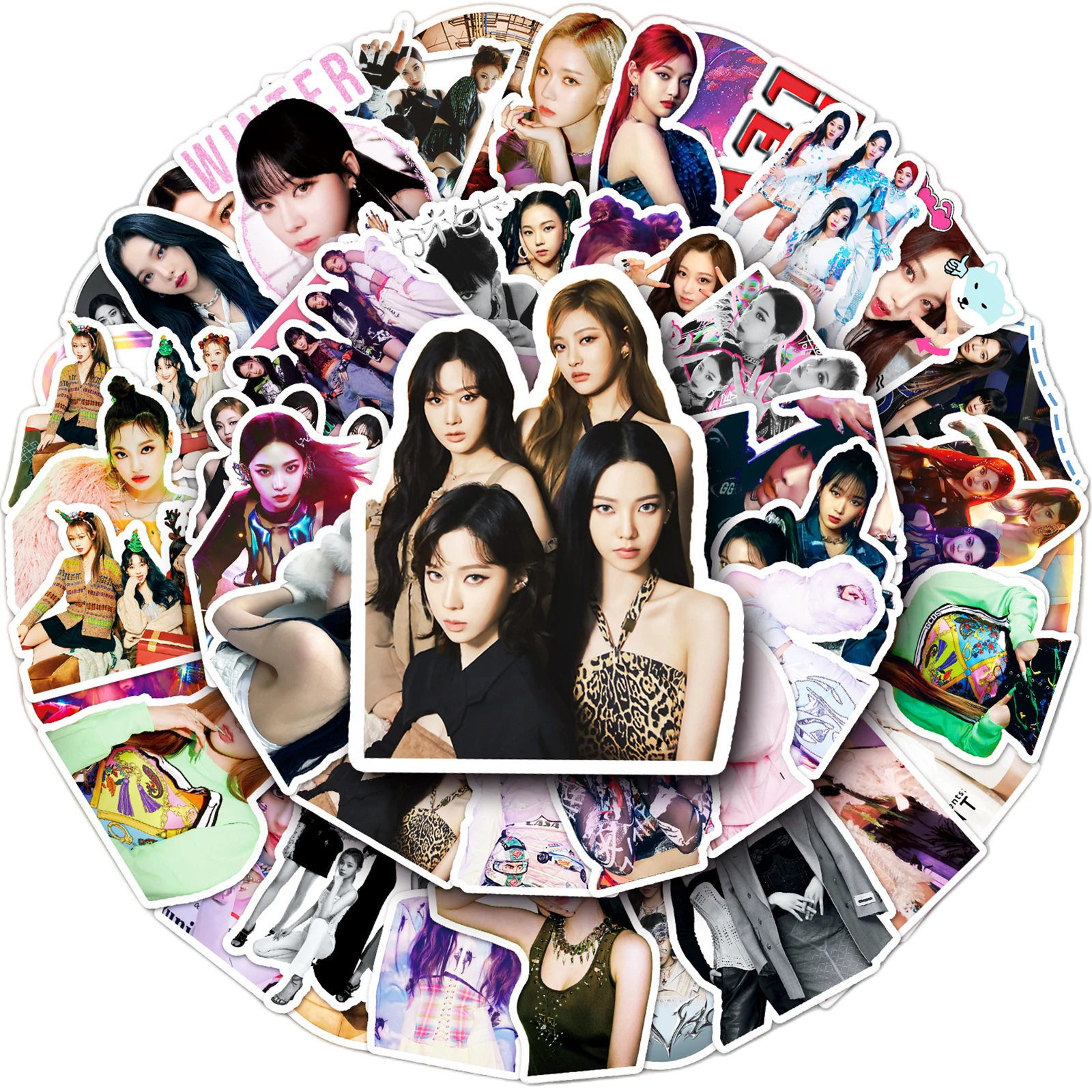 

10/30/50Pcs KPOP Stars Korean Girl Group Aespa Scrapbook Stickers Decals Laptop Motorcycl Car Decor Graffiti Sticker For Kid Toy