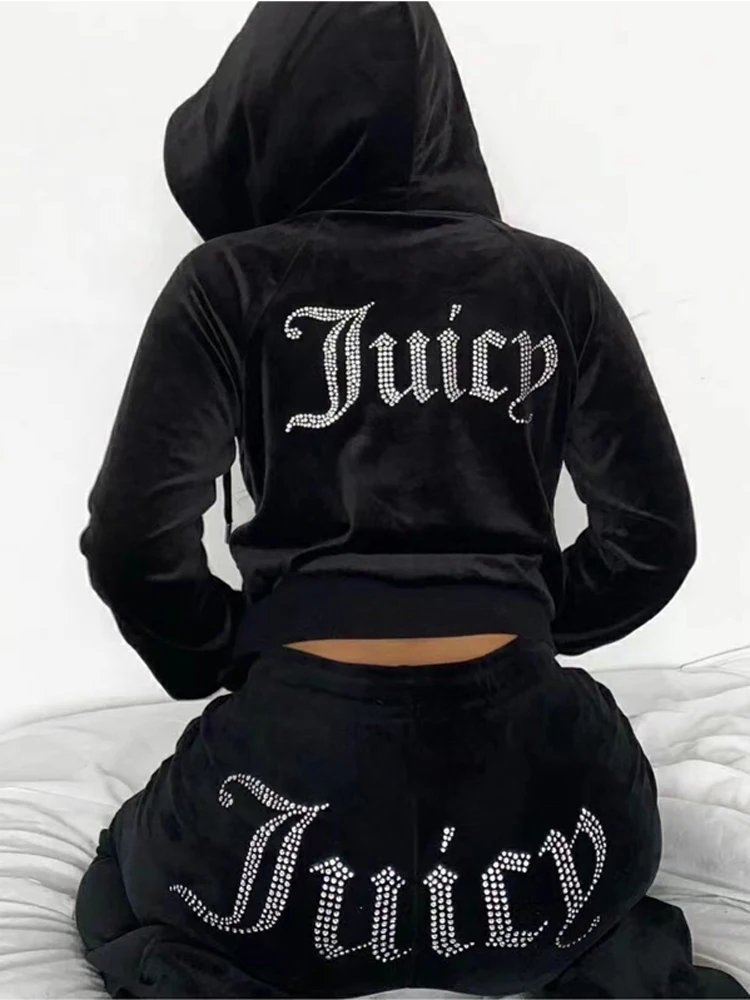 YICIYA velvet Juciy Tracksuit  women zipper sweatshirt and pants Winter Velour sewing Suit Juicy Sweatsuit Women's Sport Suit