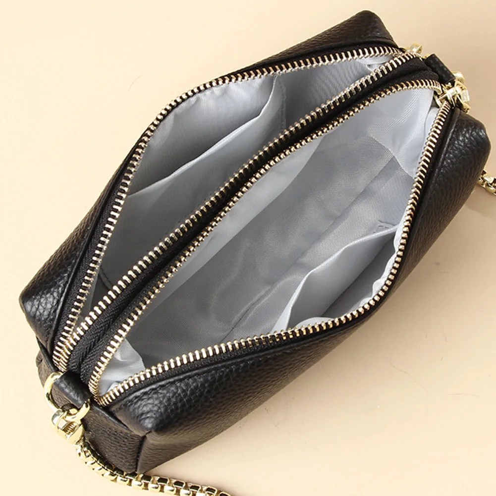 Monedero Women Fashion Chain Bag Head Layer Cowhide Pillow Bags Large Cpacity All-match Money Pouch Design Suitable For Dating