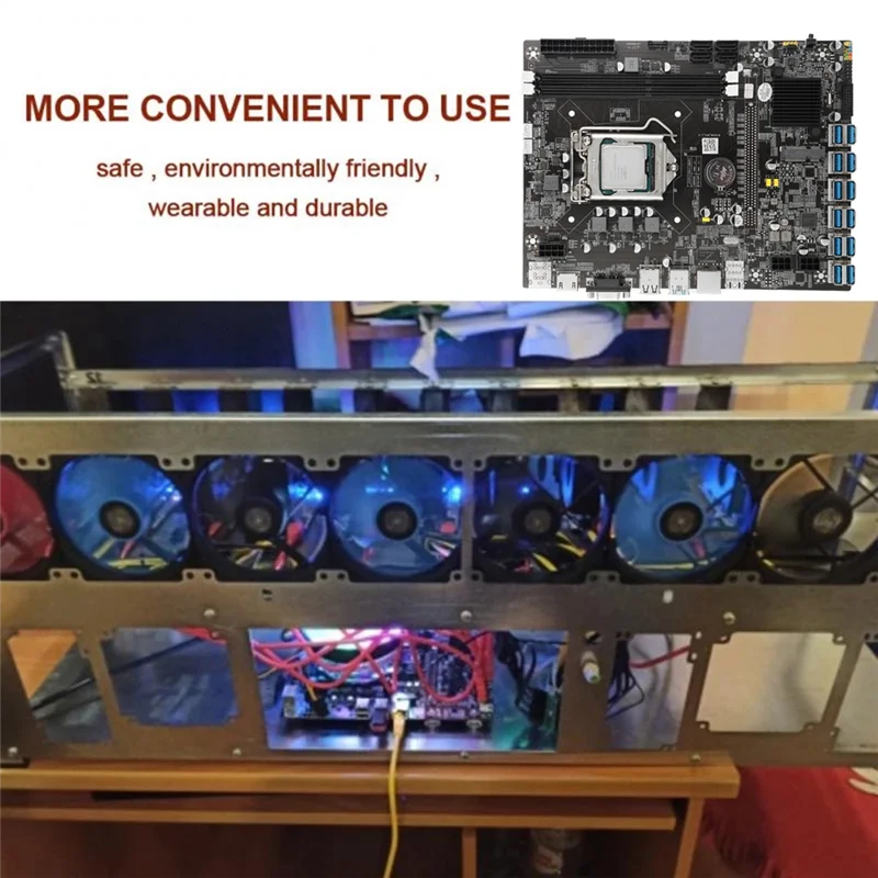 

B75 USB BTC Miner Motherboard+CPU+2X4G DDR3 RAM+Fan+SATA Cable+Switch Cable+RJ45 Network Cable 12 PCIE/USB LGA1155 MSATA