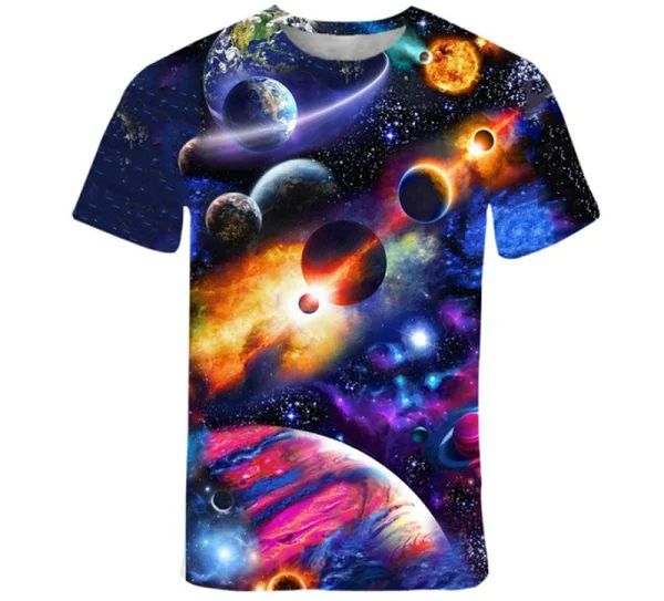 

The Latest Fashion Casual Street 3D Color Printing Graphics Galaxy Upper Body Short-sleeved T-shirt