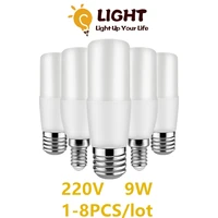 1 8pcs bar led column bulb t37 c37 9w ac220 240v e27 e14 super bright 3000k 4000k 6000k lamp for home bedroom office decoration