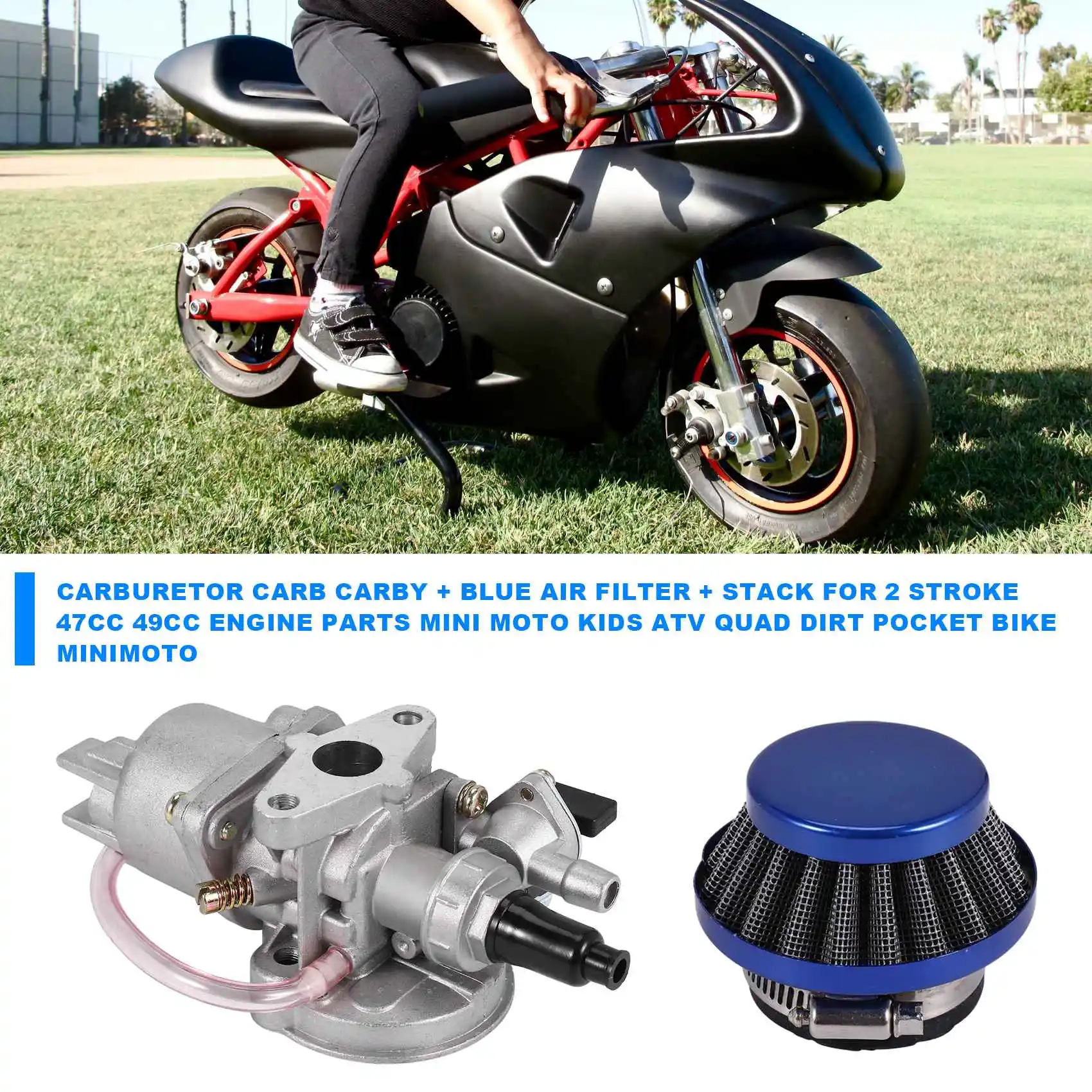 Карбюратор Carb Carby + синий воздушный фильтр штабель для 2-тактного двигателя 47Cc 49Cc