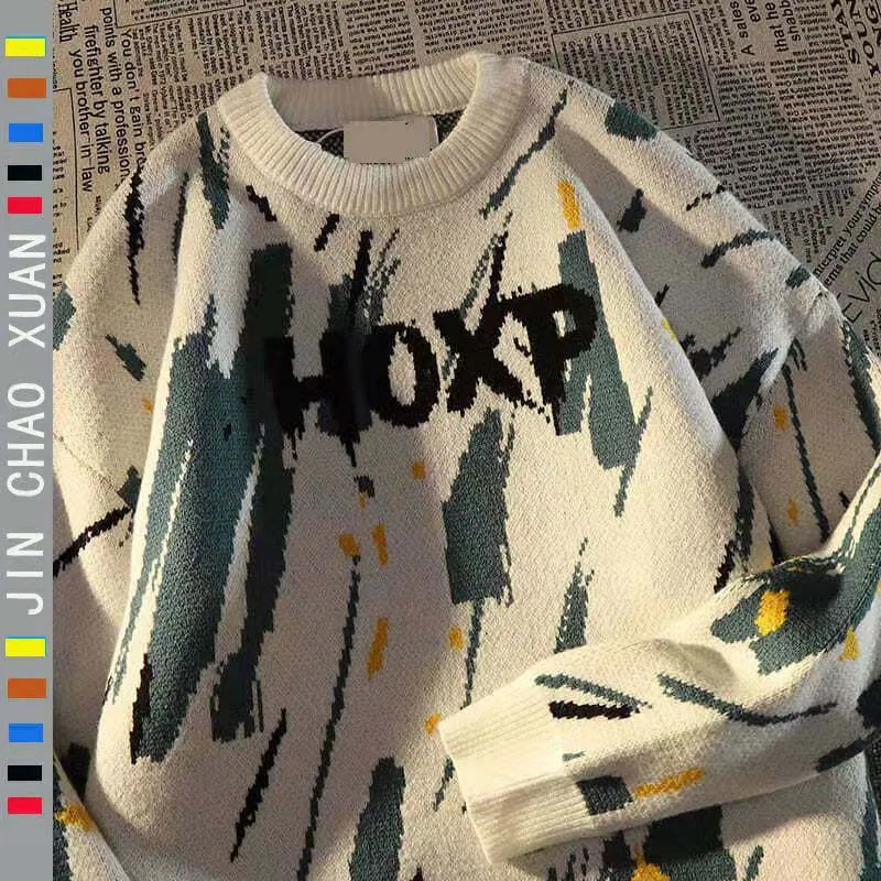 

American High Street Oversize Tidal Brand Sweater Female 2022 Autumn And Winter Loose Wearing Ins Lazy Knit Jacket